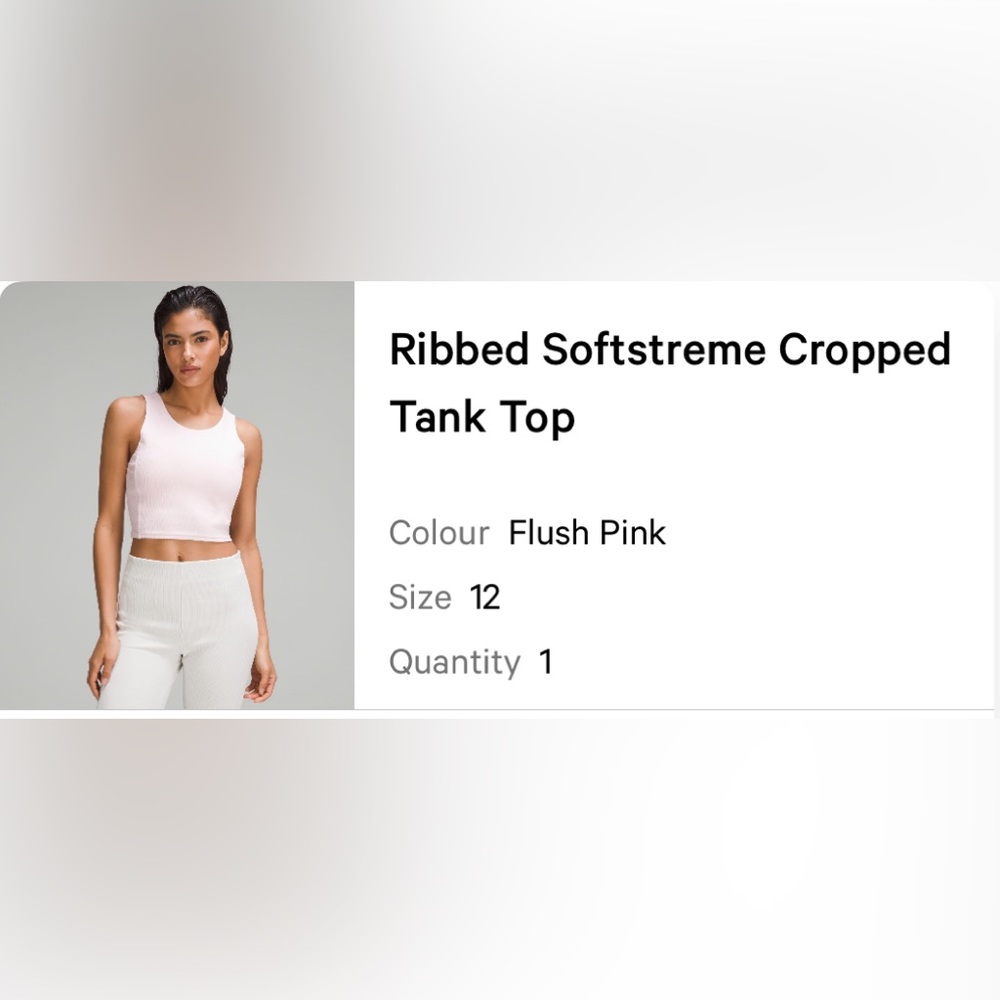 Lululemon Ribbed Softstreme Cropped Tank Top